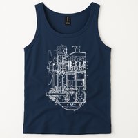 Car Engine Blueprint Car Auto Mechanic Garage Engineer Tank Top