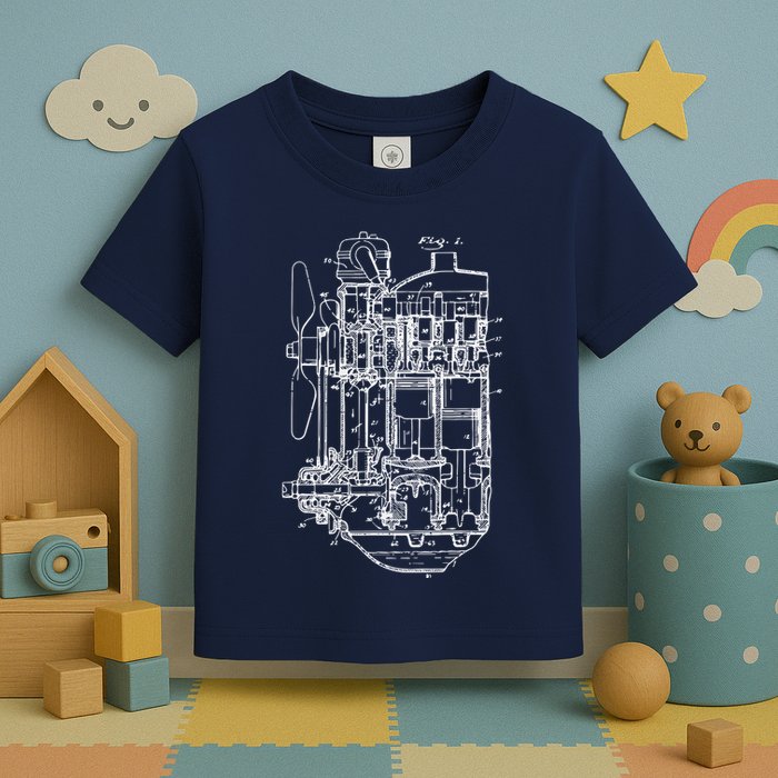 Car Engine Blueprint Car Auto Mechanic Garage Engineer Toddler T-Shirt