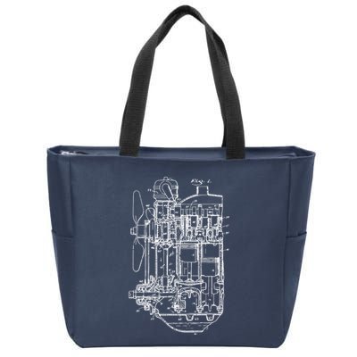 Car Engine Blueprint Car Auto Mechanic Garage Engineer Zip Tote Bag
