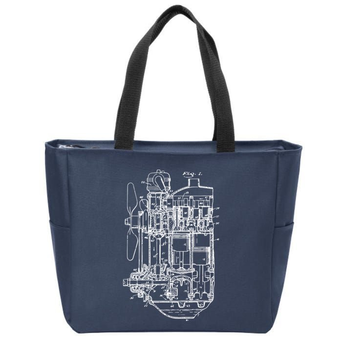 Car Engine Blueprint Car Auto Mechanic Garage Engineer Zip Tote Bag