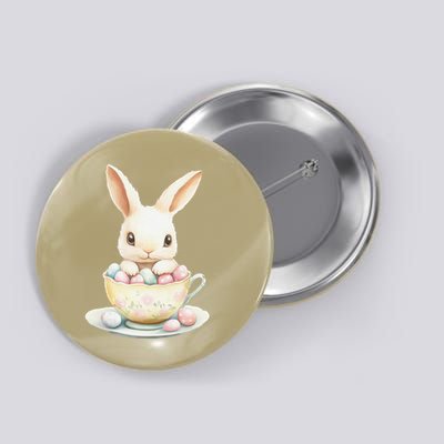 Charming Easter Bunny  Colorful Eggs  Classic Spring Joy Button
