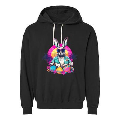 Cute Easter Bunny Retro Miami Look Colourful Eggs Garment-Dyed Fleece Hoodie