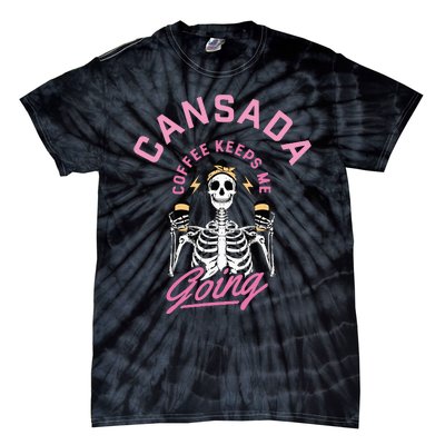 Cansada Eternal Brew Skeleton Sips and Rock and Roll Tie-Dye T-Shirt