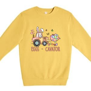  Eggs Cavator Easter Bunny Excavator Cute Toodler Premium Crewneck Sweatshirt