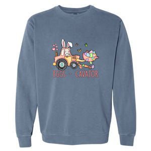  Eggs Cavator Easter Bunny Excavator Cute Toodler Garment-Dyed Sweatshirt