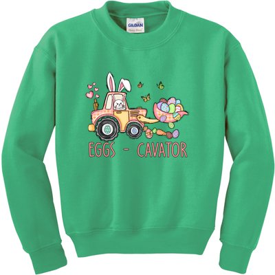  Eggs Cavator Easter Bunny Excavator Cute Toodler Kids Sweatshirt