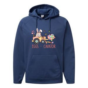  Eggs Cavator Easter Bunny Excavator Cute Toodler Performance Fleece Hoodie