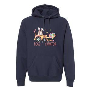  Eggs Cavator Easter Bunny Excavator Cute Toodler Premium Hoodie