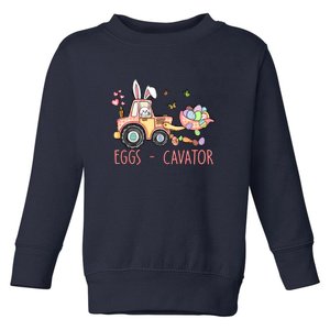  Eggs Cavator Easter Bunny Excavator Cute Toodler Toddler Sweatshirt