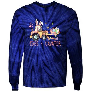  Eggs Cavator Easter Bunny Excavator Cute Toodler Tie-Dye Long Sleeve Shirt