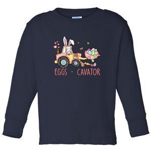  Eggs Cavator Easter Bunny Excavator Cute Toodler Toddler Long Sleeve Shirt