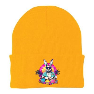 Cute Easter Bunny Retro Miami Look Colourful Eggs Knit Cap Winter Beanie