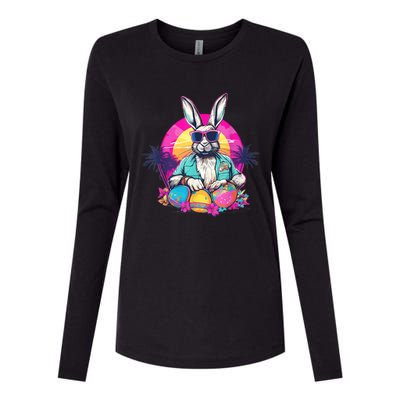 Cute Easter Bunny Retro Miami Look Colourful Eggs Womens Cotton Relaxed Long Sleeve T-Shirt