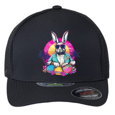 Cute Easter Bunny Retro Miami Look Colourful Eggs Flexfit Unipanel Trucker Cap