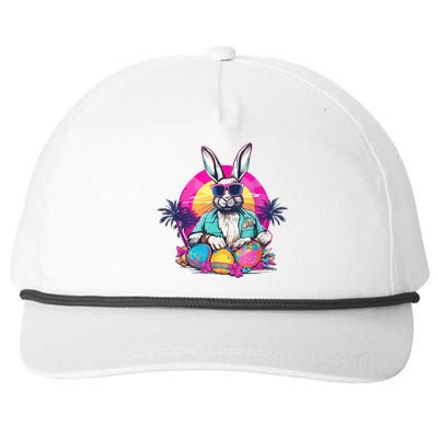 Cute Easter Bunny Retro Miami Look Colourful Eggs Snapback Five-Panel Rope Hat