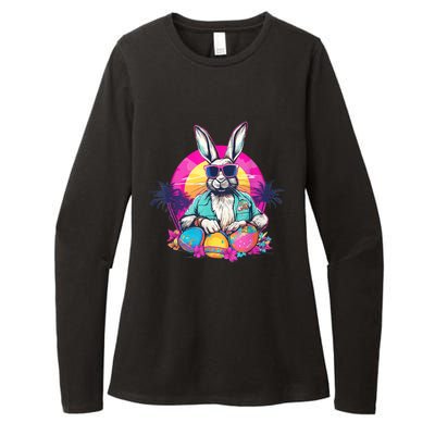 Cute Easter Bunny Retro Miami Look Colourful Eggs Womens CVC Long Sleeve Shirt