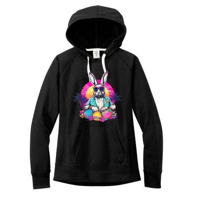 Cute Easter Bunny Retro Miami Look Colourful Eggs Women's Fleece Hoodie