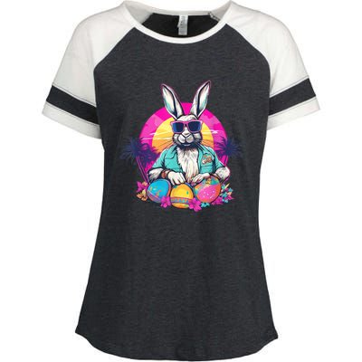 Cute Easter Bunny Retro Miami Look Colourful Eggs Enza Ladies Jersey Colorblock Tee