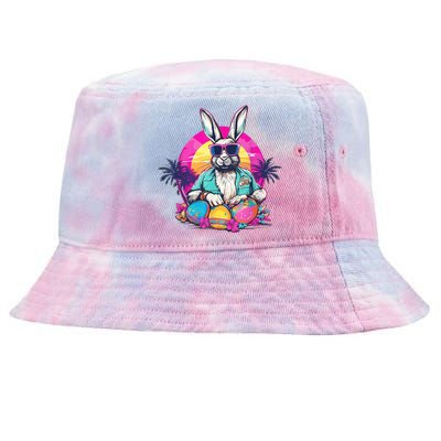 Cute Easter Bunny Retro Miami Look Colourful Eggs Tie-Dyed Bucket Hat