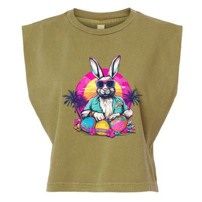 Cute Easter Bunny Retro Miami Look Colourful Eggs Garment-Dyed Women's Muscle Tee