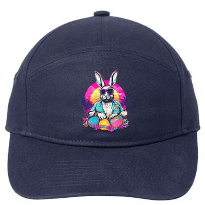 Cute Easter Bunny Retro Miami Look Colourful Eggs 7-Panel Snapback Hat