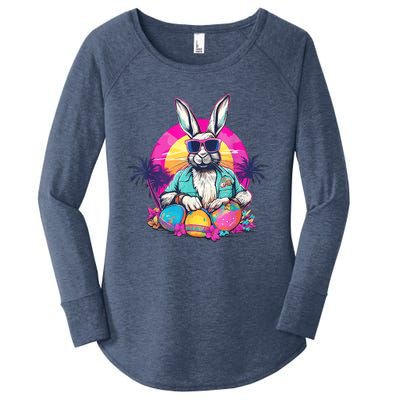 Cute Easter Bunny Retro Miami Look Colourful Eggs Women's Perfect Tri Tunic Long Sleeve Shirt