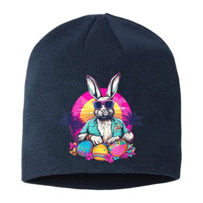 Cute Easter Bunny Retro Miami Look Colourful Eggs Sustainable Beanie