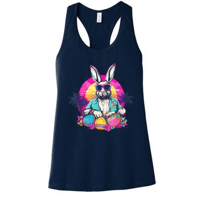 Cute Easter Bunny Retro Miami Look Colourful Eggs Women's Racerback Tank