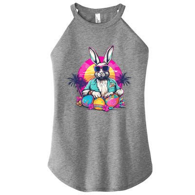 Cute Easter Bunny Retro Miami Look Colourful Eggs Women's Perfect Tri Rocker Tank