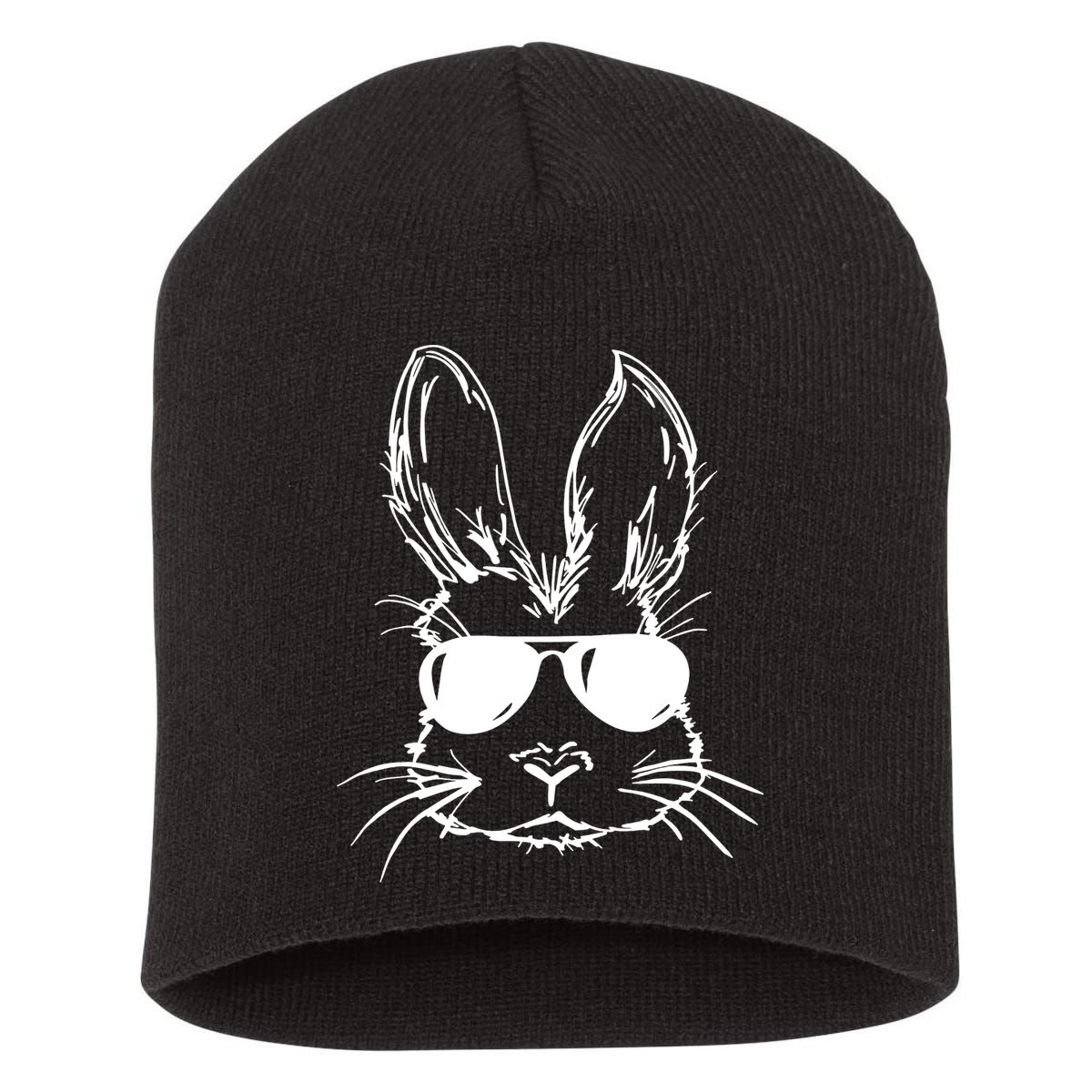Cool Easter Bunny Sunglass Short Acrylic Beanie
