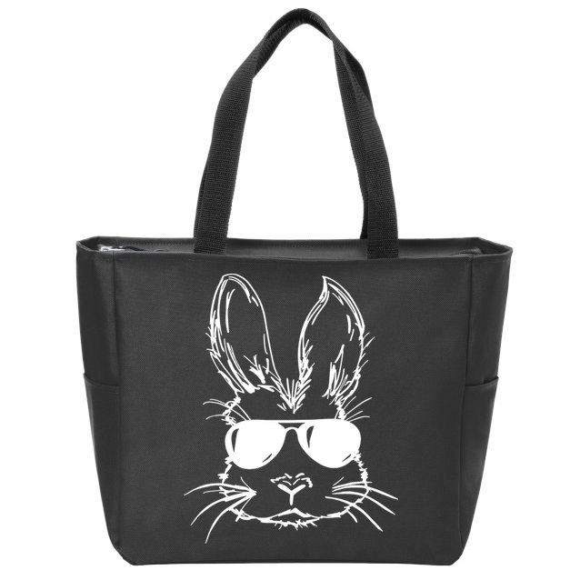 Cool Easter Bunny Sunglass Zip Tote Bag