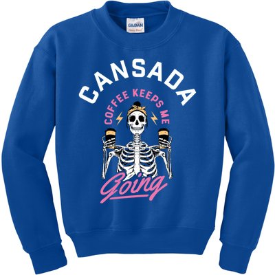 Cansada Eternal Brew Skeleton Sips And Rock And Roll Gift Kids Sweatshirt