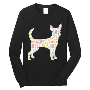 Chihuahua Easter Bunny Dog Silhouette Long Sleeve Shirt