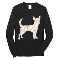 Chihuahua Easter Bunny Dog Silhouette Long Sleeve Shirt