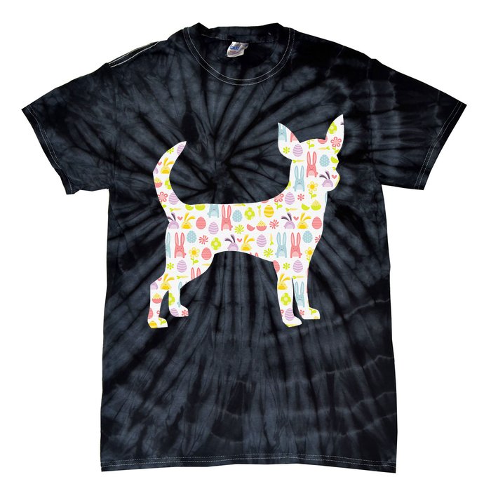 Chihuahua Easter Bunny Dog Silhouette Tie-Dye T-Shirt