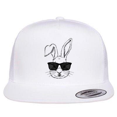 Cool easter bunny face with sunglasses Flat Bill Trucker Hat