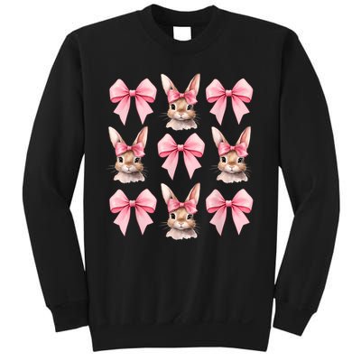 Cute Easter Bunny Face Coquette Bow Easter Day Girls Women Sweatshirt