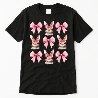 Cute Easter Bunny Face Coquette Bow Easter Day Girls Women Tall T-Shirt