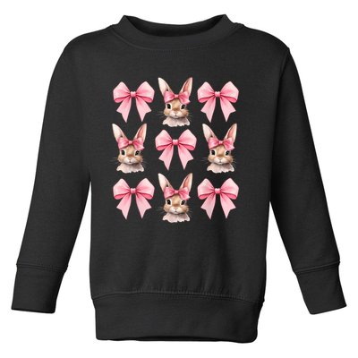 Cute Easter Bunny Face Coquette Bow Easter Day Girls Women Toddler Sweatshirt