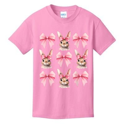 Cute Easter Bunny Face Coquette Bow Easter Day Girls Women Kids T-Shirt