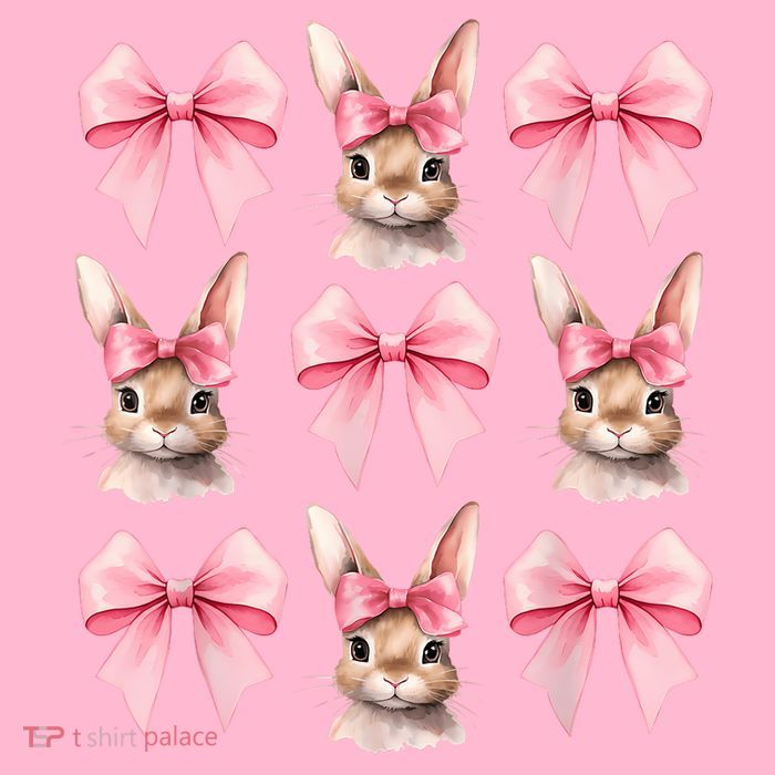 Cute Easter Bunny Face Coquette Bow Easter Day Girls Women Kids T-Shirt