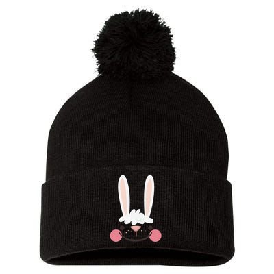 Classic Easter Bunny Face Happy Easter For Pom Pom 12in Knit Beanie