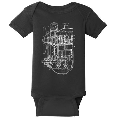 Car Engine Blueprint Car Auto Mechanic Garage Engineer Men Baby Bodysuit