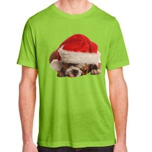 Cute English Bulldog Santa Costume Funny Christmas Bulldog Gift Adult ChromaSoft Performance T-Shirt