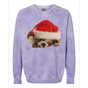 Cute English Bulldog Santa Costume Funny Christmas Bulldog Gift Colorblast Crewneck Sweatshirt