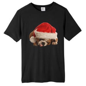 Cute English Bulldog Santa Costume Funny Christmas Bulldog Gift Tall Fusion ChromaSoft Performance T-Shirt