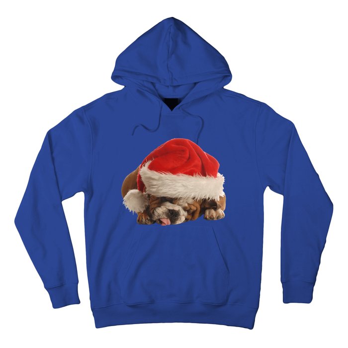 Cute English Bulldog Santa Costume Funny Christmas Bulldog Gift Hoodie