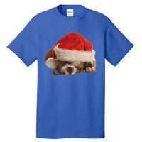 Cute English Bulldog Santa Costume Funny Christmas Bulldog Gift Tall T-Shirt