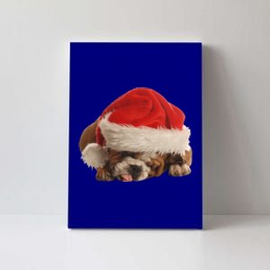 Cute English Bulldog Santa Costume Funny Christmas Bulldog Gift Canvas