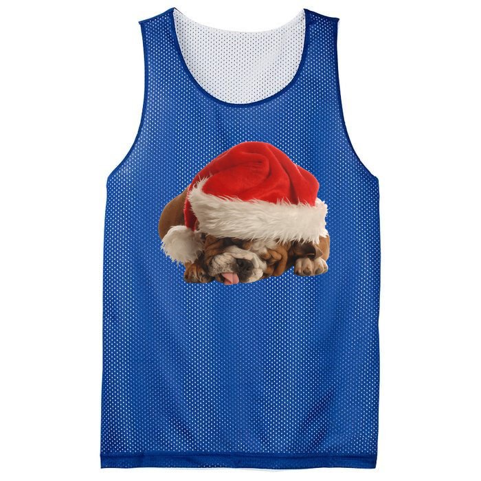 Cute English Bulldog Santa Costume Funny Christmas Bulldog Gift Mesh Reversible Basketball Jersey Tank